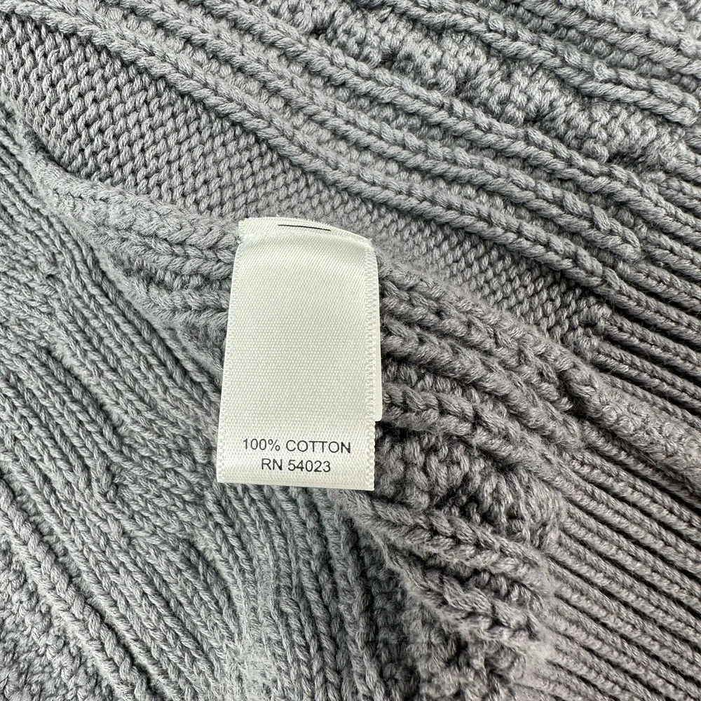 Banana Republic Sweater Mens Large Gray Full Zip Cable Knit Cotton Prep College
